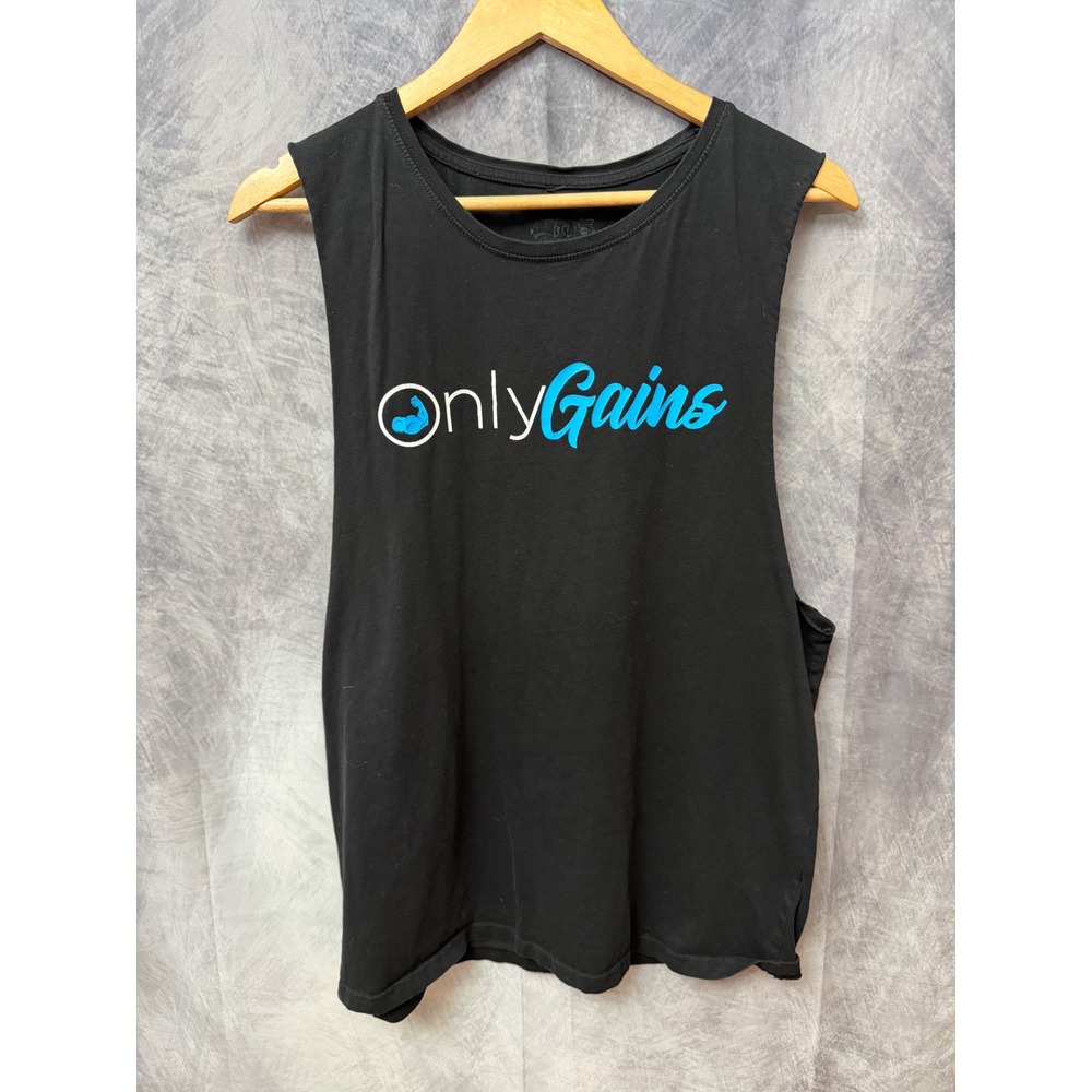Dom Merch OnlyGains Muscle Tank Top Mens Large Black Gym Shirt BroScienceLife